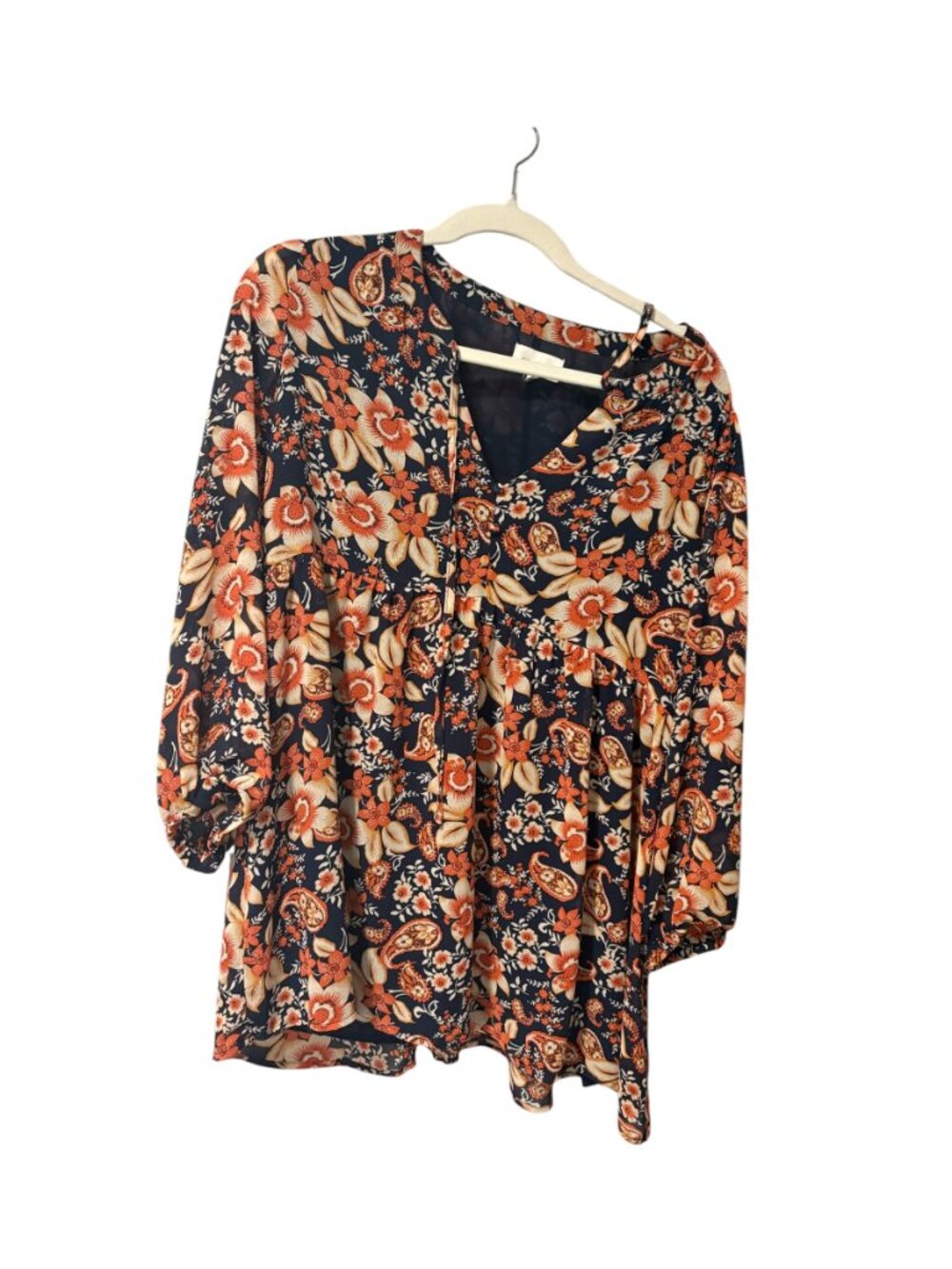 Melloday Floral Paisley Peasant Blouse - Picture 2 of 9